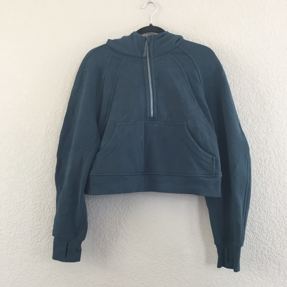 lululemon athletica Tops - Lululemon Dark Teal Scuba Half Zip Oversized Hoodie